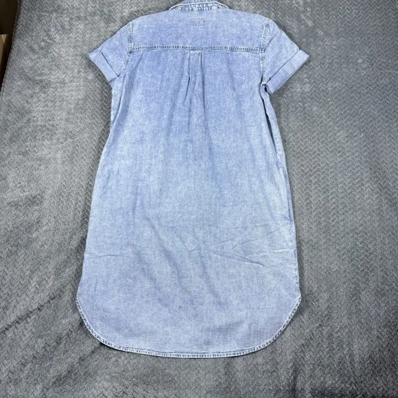 Gap Women's Denim Shirt Dress Small Cotton Pockets Short Sleeved Relaxed Fit - Picture 4 of 11